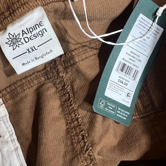 Men's Alpine Design Roasted Coffee‎ Casual Hiking Shorts - Picture 5 of 6